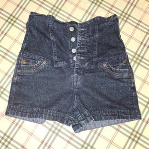 Foxy Jeans Brand Super High Waisted Corset Button Up Stretch Shorts Size 9
